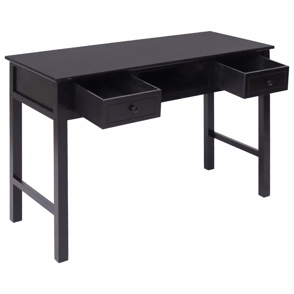 Scrivania da scrittura vidaXL in legno nero opaco L 110 x P 45 x H 76 cm – 2