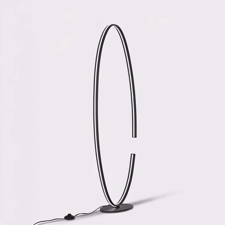 Lampada da terra LED CLARKE con elegante struttura in alluminio nero, temperatura di colore 4000K (luce naturale)