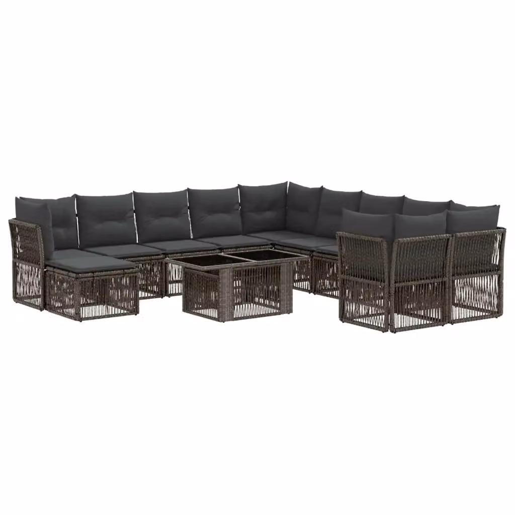Set Divano da Giardino a Forma di U vidaXL Grigio con Cuscini e Tavolino da Esterno in Polyrattan e Metallo – 2