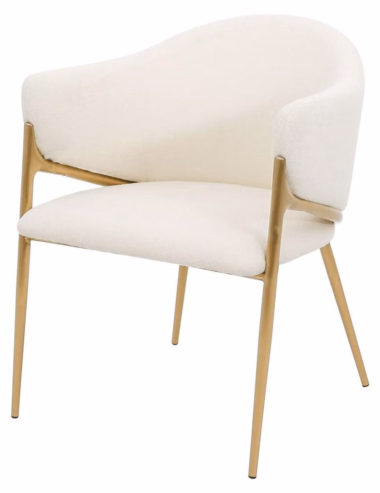 Sedia da pranzo FURNLUX, modello Modig, bianco e oro, 60 cm. Colore principale: bianco. Dimensioni: 60 x 76 x 63 cm
