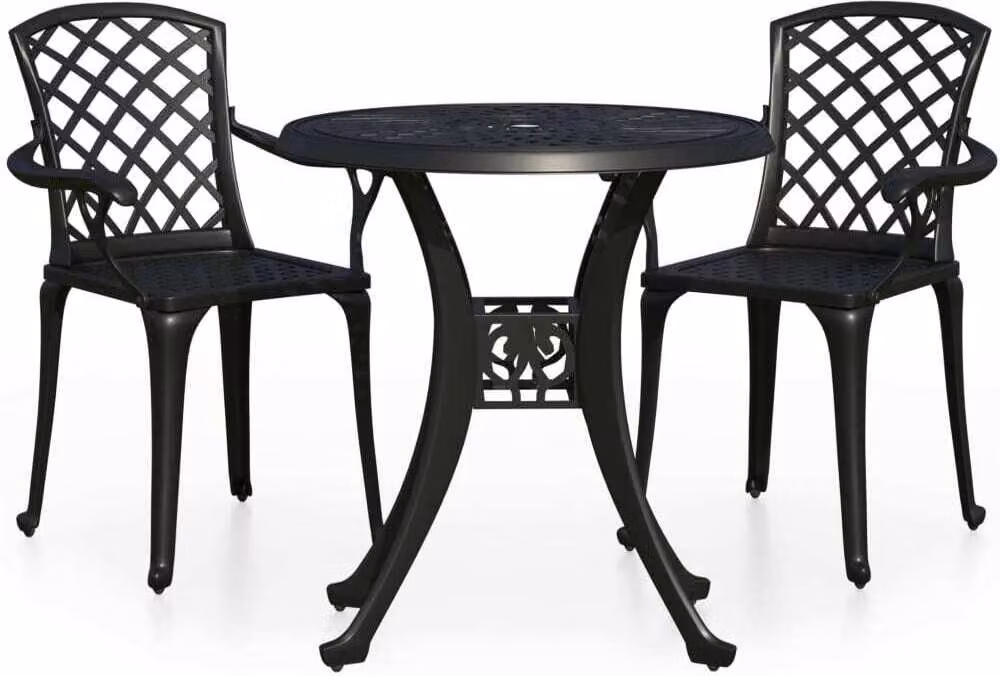 Set da Bistrot 3 pz in Alluminio Pressofuso Nero