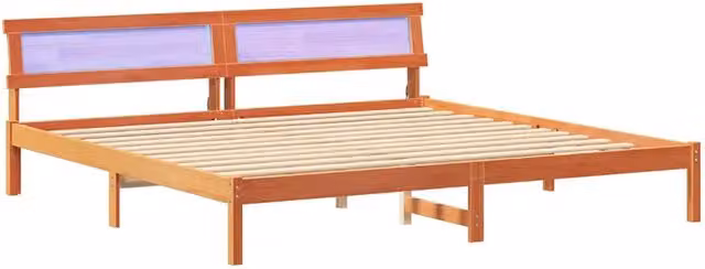 Letto matrimoniale | Letto per adulti | Struttura del letto Marrone cerato 200 x 200 cm Pino massello