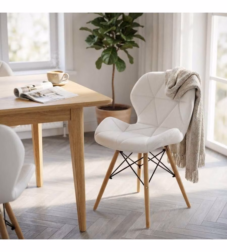 Cosma Annapolis Sedia Bianca Senza Braccioli in Ecopelle e Legno 41x49x71