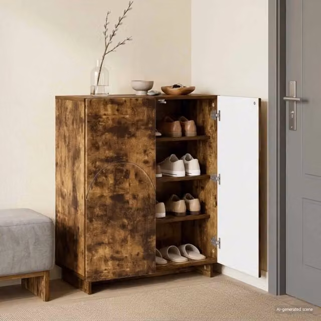 Scarpiera moderna vidaXL in legno color rovere marrone L: 73 cm, P: 38 cm, H: 87,5 cm