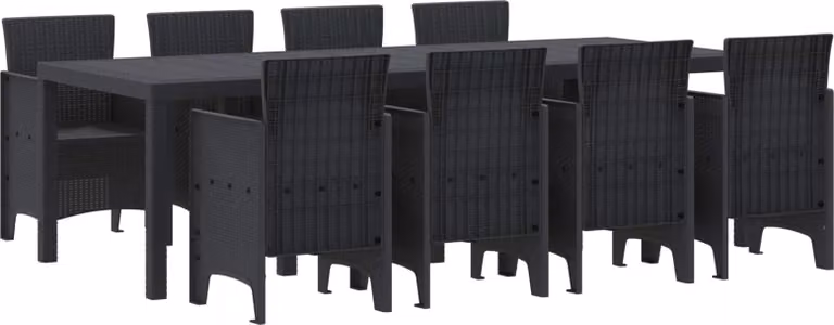Set da Pranzo per Giardino 9 pcs Antracite Polipropilene
