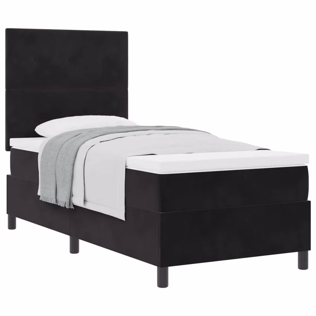 Letto a molle con testiera vidaXL in velluto nero L: 80 cm, P: 200 cm, H: 128 cm – 2
