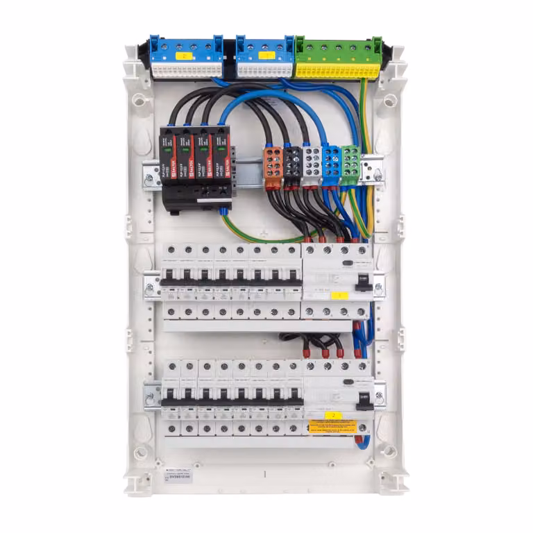 Scatola portafusibili Scatola di distribuzione da superficie Hager 3x12 moduli 14xMCB 2xRCCB VDE protezione da sovratensioni armadio di distribuzione cablato fusibili 515x305x96,5m