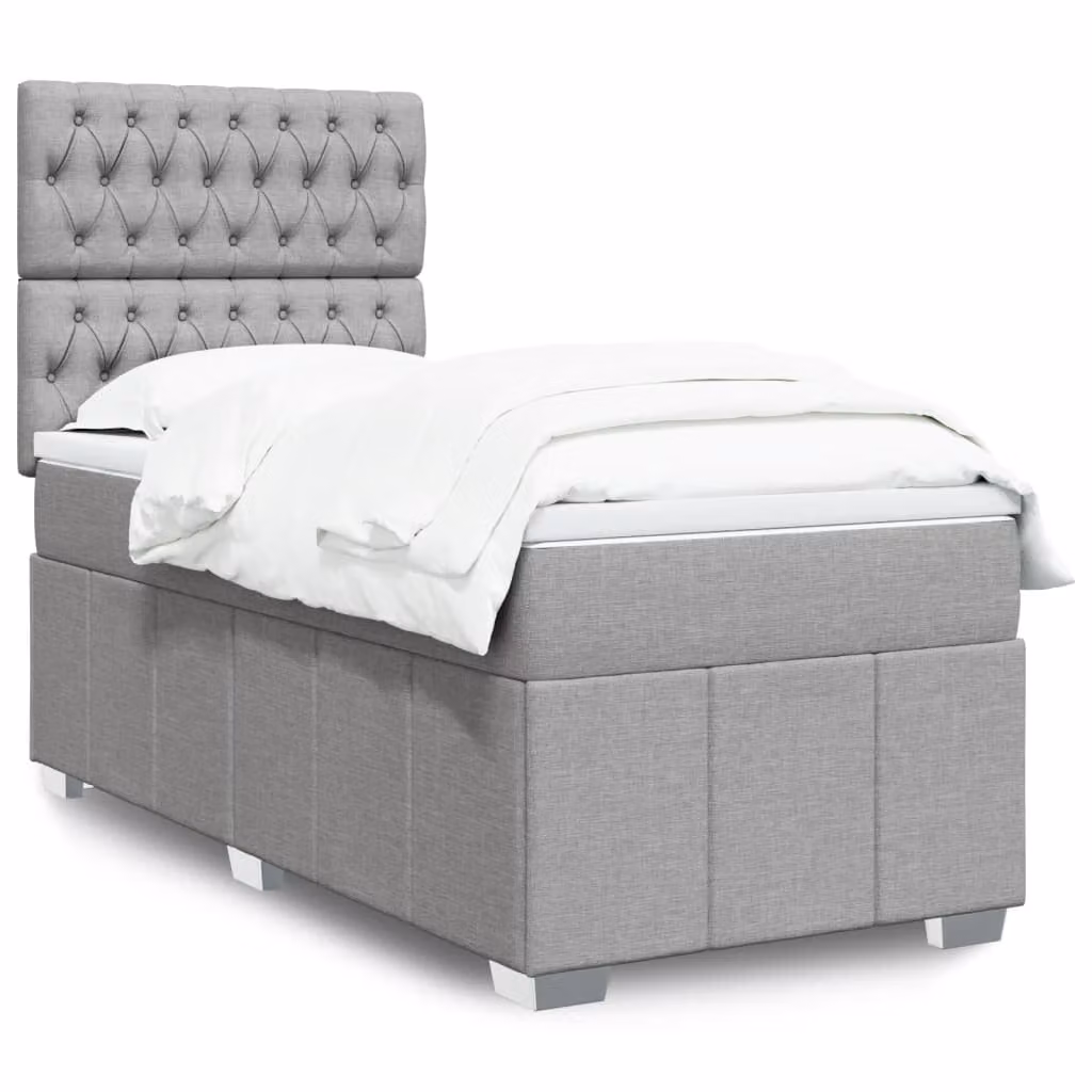 vidaXL Letto Ibrido con Materasso a Molle Insacchettate Grigio e Bianco L/P/H: 200 x 100 x 150,5 cm