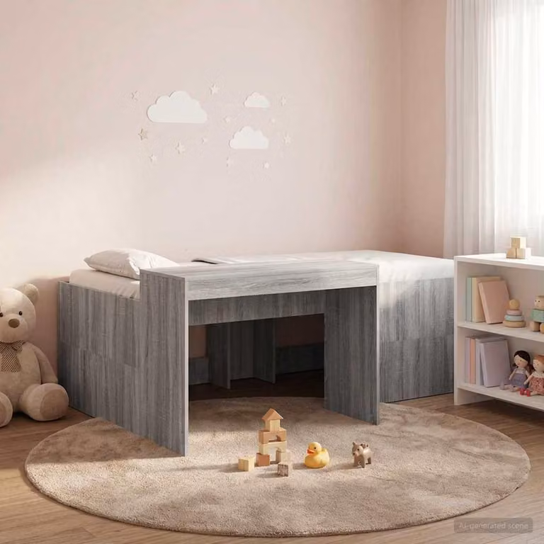 Maison Exclusive - Letto a soppalco con scrivania per bambini, grigio Sonoma, 80 x 200 cm