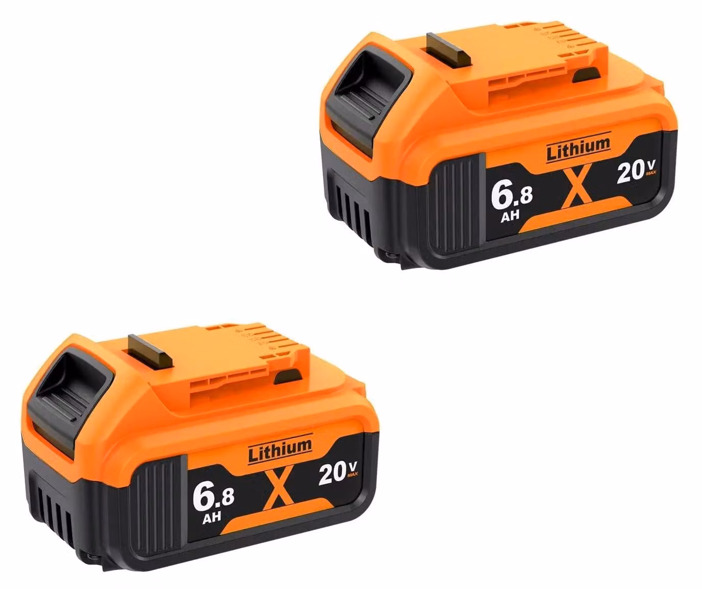 Batteria agli ioni di litio - Batteria di ricambio compatibile con gli utensili 20V Max DCB200 - Alta capacità 18V 6,8Ah - Set da 2 batterie - Per trapani avvitatori a batteria e utensili elettrici