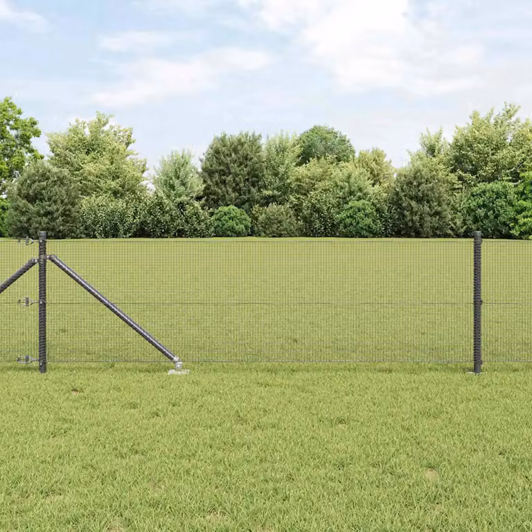 Recinzione in rete saldata con punte vidaXL in acciaio rivestito in PVC, Grigio, L: 10 m, H: 0,6 m