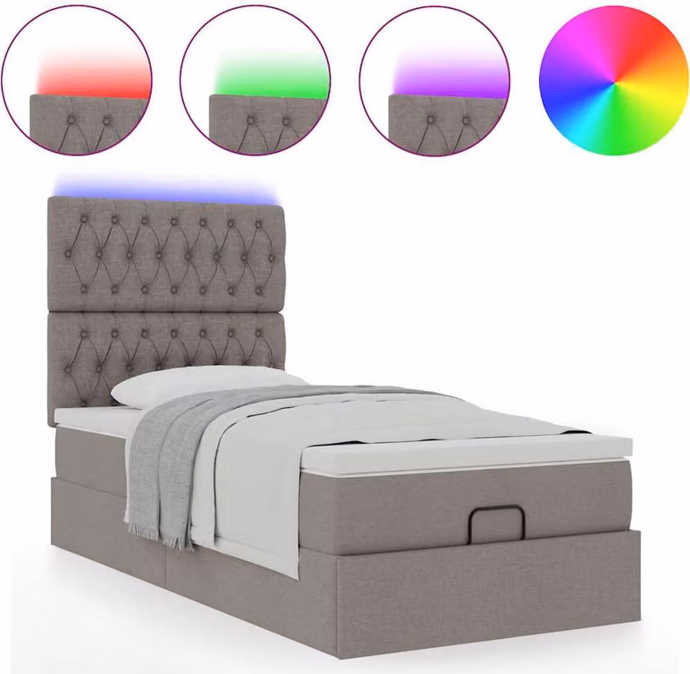 Struttura Letto Pouf con Materasso Tortora 100x200cm in Tessuto