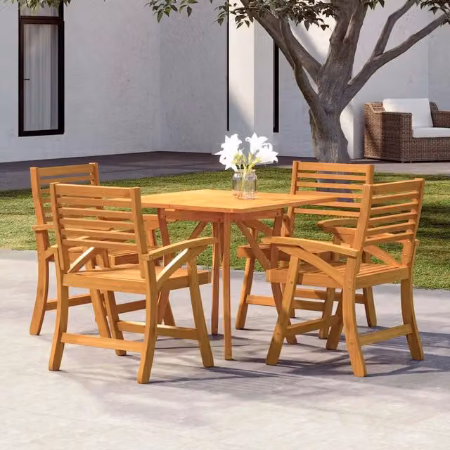 Set da Pranzo per Giardino 5 pz in Legno Massello di Acacia 3156858
