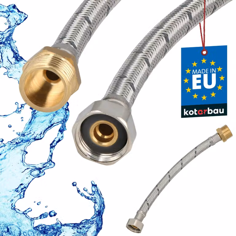 KOTARBAU® Tubo Flessibile per Rubinetto 1/2" x 1/2" Rinforzato 20cm Tubo Flessibile Rubinetto Cucina Maschio x Femmina Acciaio Inox