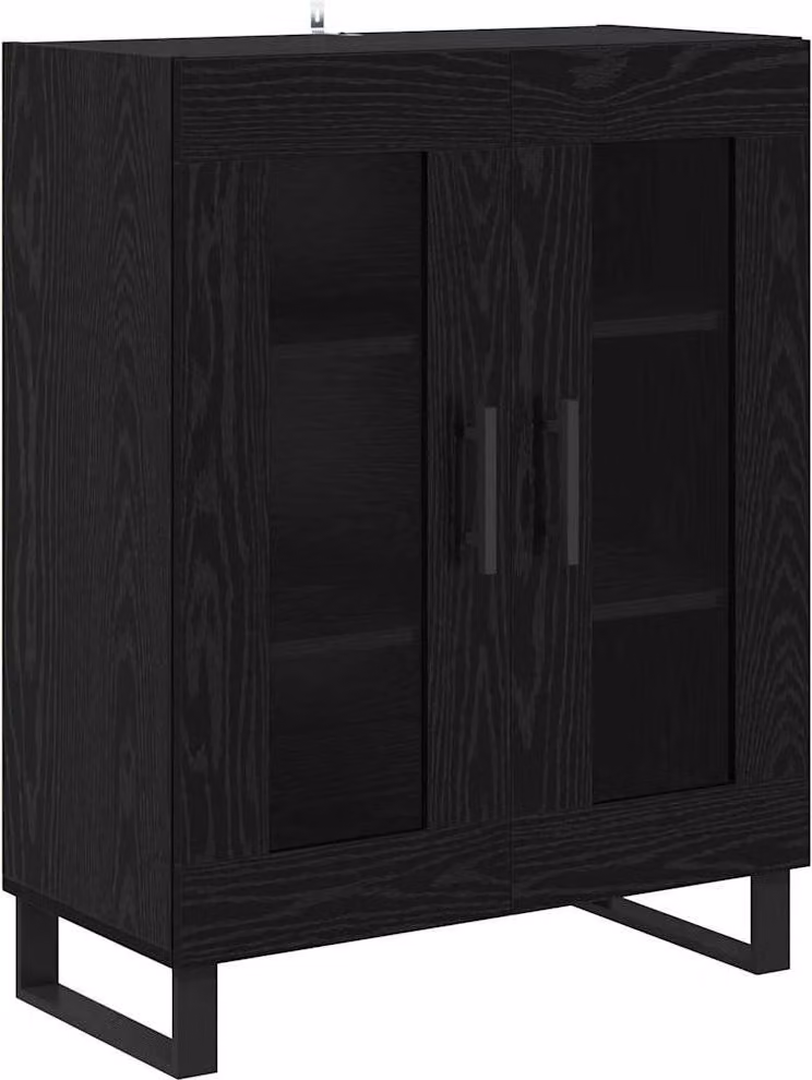 Credenza Rovere Nero 69,5 x 34 x 90 cm Legno multistrato