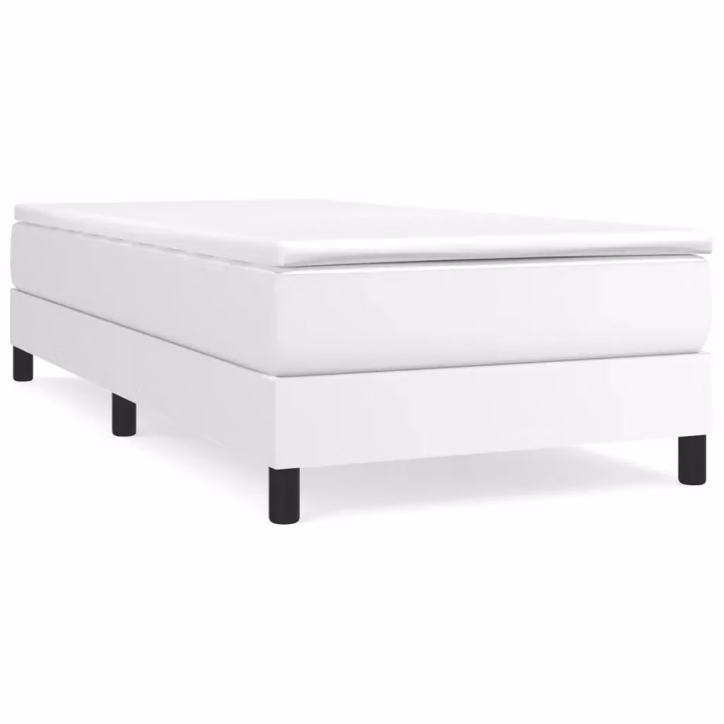 Letto con Giroletto a Molle e Materasso Ibrido vidaXL in Similpelle Bianco L/P/H: 80 x 200 cm – 2