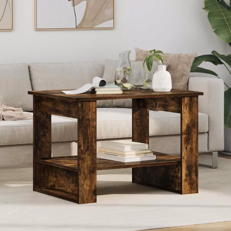 Maison Exclusive - Tavolino da caffè in legno impiallacciato noce, dimensioni 72 x 50 x 50 cm