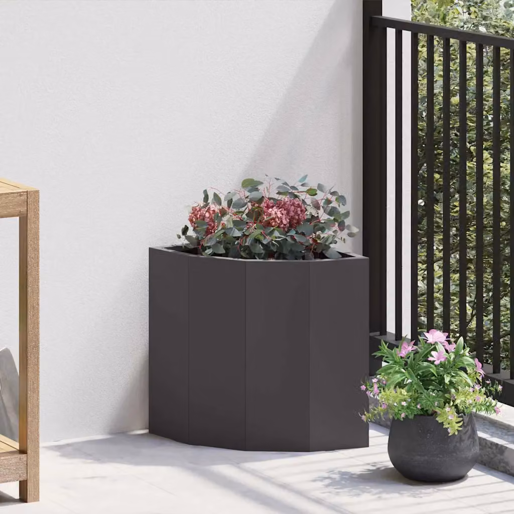 Vaso d'angolo vidaXL in acciaio nero L/P/H: 30 x 30 x 35 cm