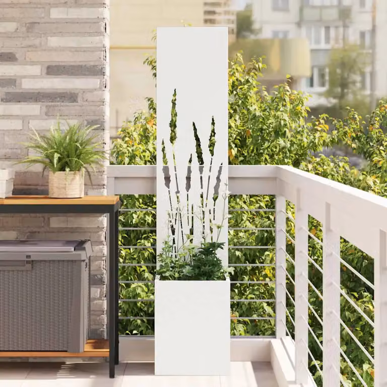 Paravent per privacy in giardino vidaXL in acciaio bianco, L/P/H: 32 x 32 x 150 cm