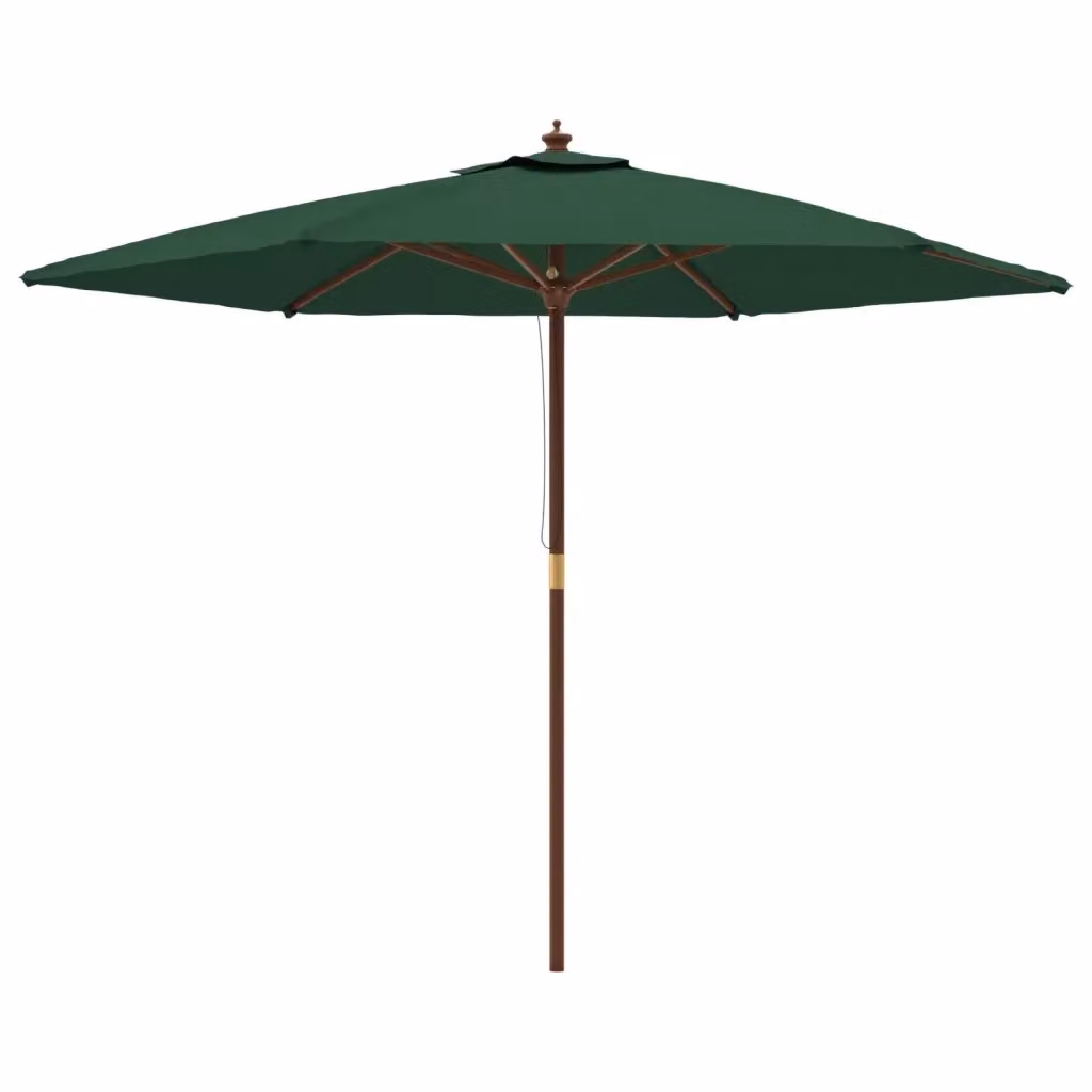 Ombrellone da Giardino Videx con Palo in Legno e Copertura in Poliestere Verde L: 299 cm, H: 240 cm – 2