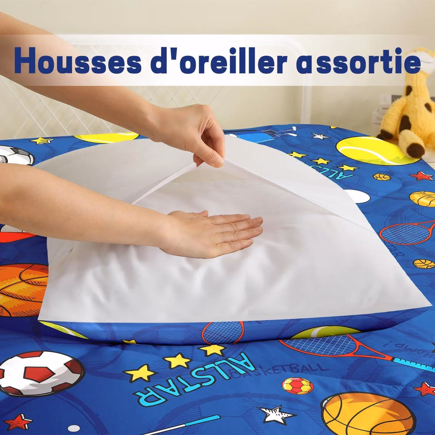 Coperta per culla/lettino da 140x200 cm, adatta a tutte le stagioni, in microfibra, con 2 federe da 80x80 cm, ideale per la cameretta dei bambini
