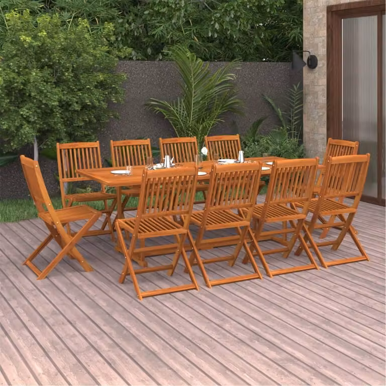 Maison Exclusive - Set da pranzo da giardino 11 pezzi 220x90x75 cm in legno massello di acacia