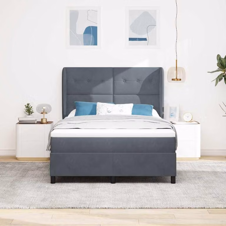 Maison Exclusive - Letto boxspring con testiera grigio scuro 200 x 140 cm in velluto