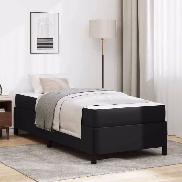 Struttura del letto con materasso Nero 90 x 190 cm Tessuto 3398974