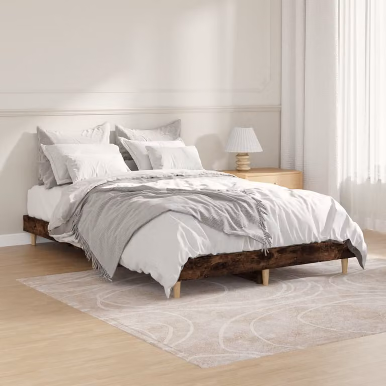 Giroletto vidaXL in truciolato con doghe fisse, Rovere Fumo, L/P/H: 120 x 200 x 123 cm