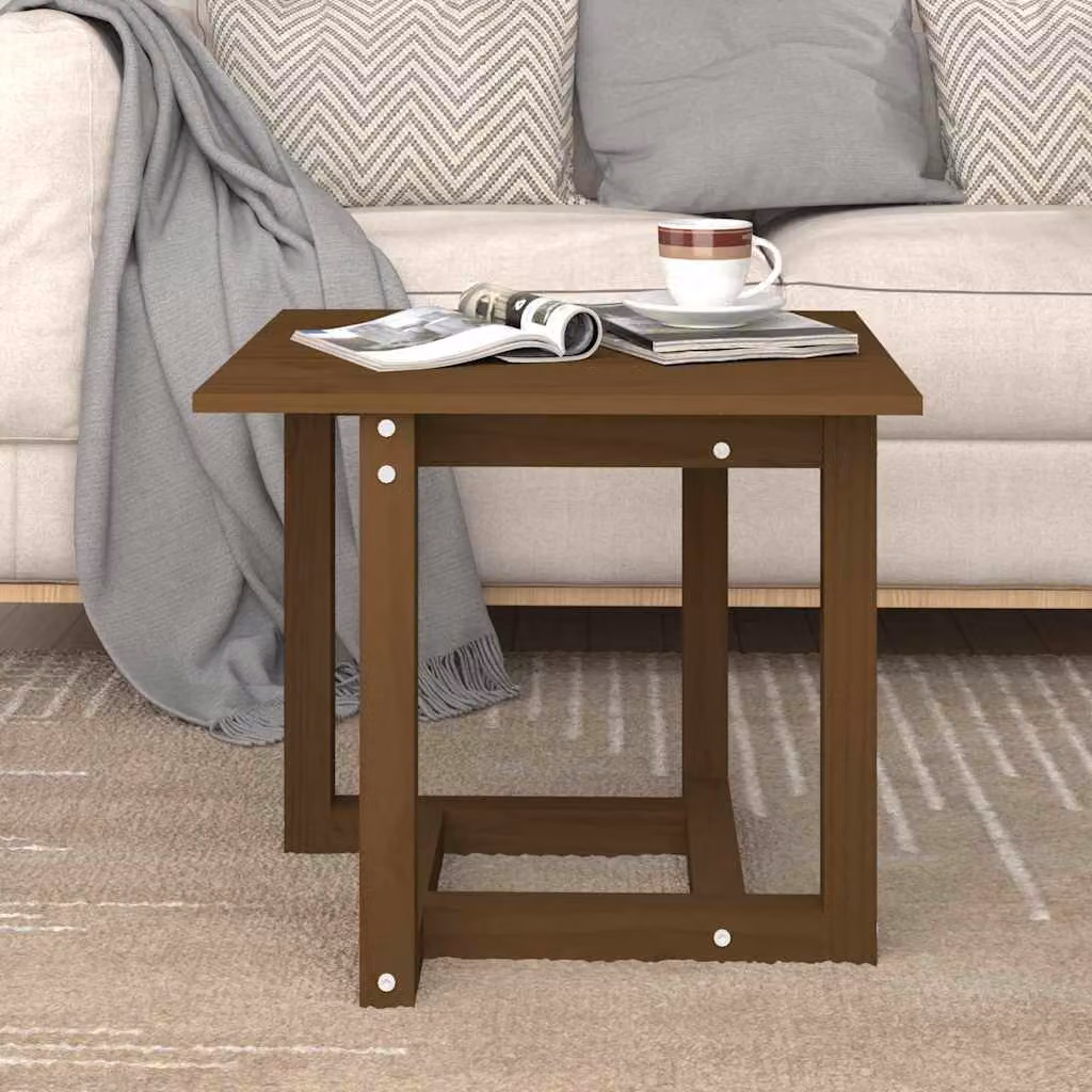 vidaXL Tavolino da Salotto Quadrato in Legno di Pino Rustico, Marrone, L/P/H: 50 x 50 x 45 cm
