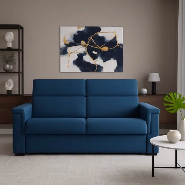 Divano Flaibano a 2 posti Made in Italy con rivestimento sfoderabile blu L: 205 cm, P: 95 cm, H: 100 cm