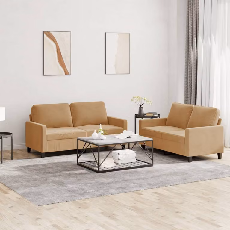 Maison Exclusive - Set divano a 2 posti con cuscini in velluto marrone