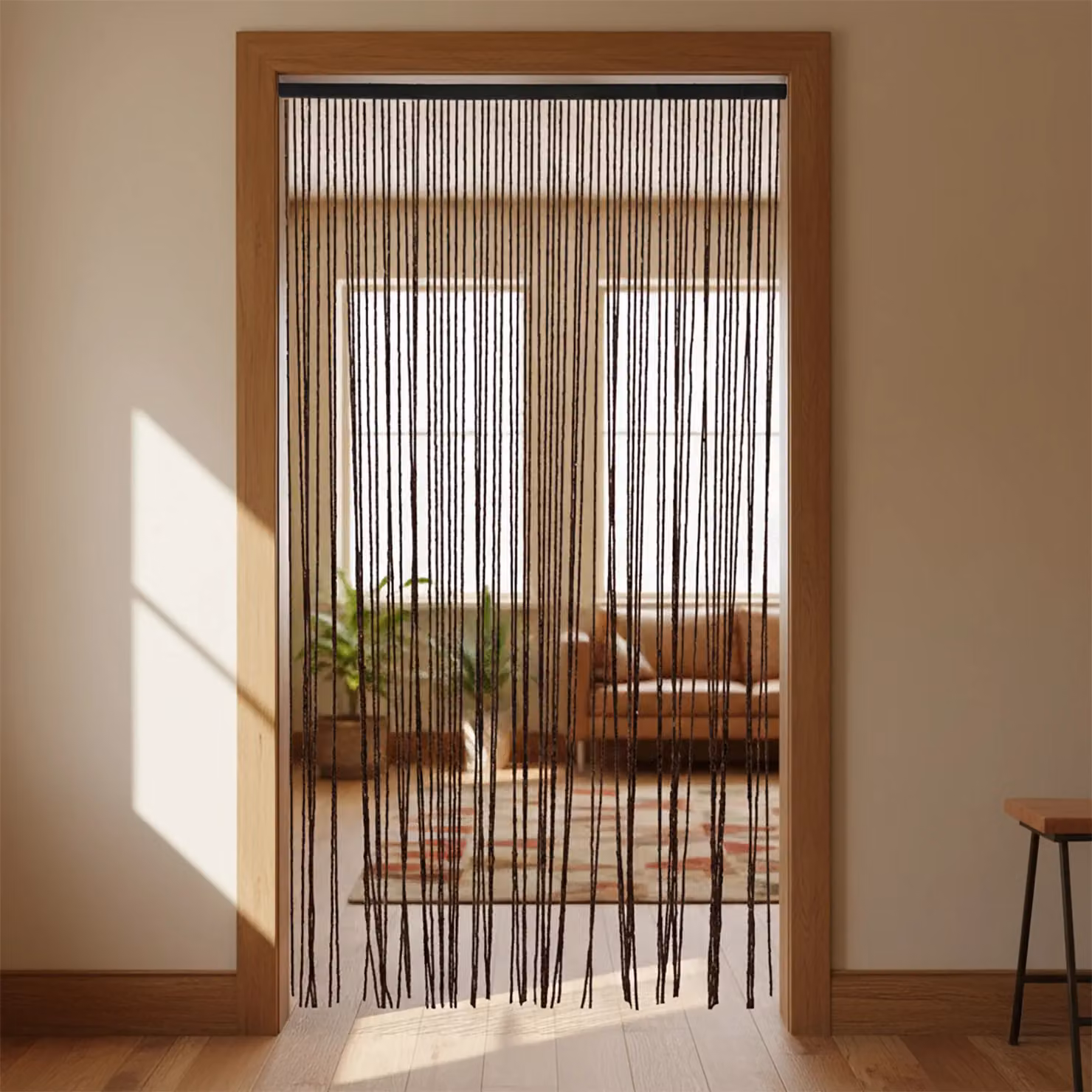 Vestiamo Casa Giardino Tenda a Fili con Supporto in Legno e Bamboo H 220 x L 100 cm