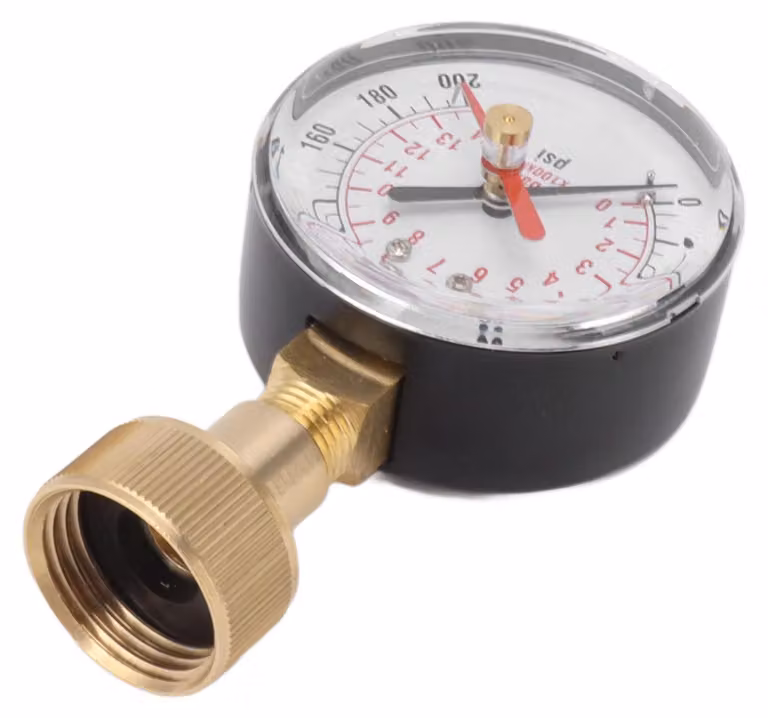 Manometro per la pressione dell'acqua, portata 0-200 PSI, filettatura interna da 3/4 di pollice, realizzato in alluminio/ferro