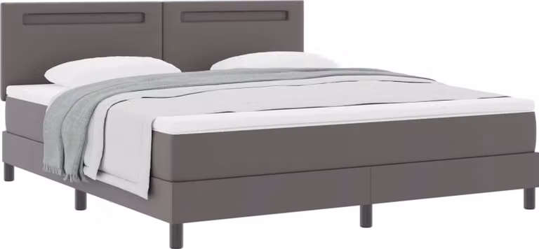 Letto boxspring con materasso grigio 180 x 200 cm in ecopelle