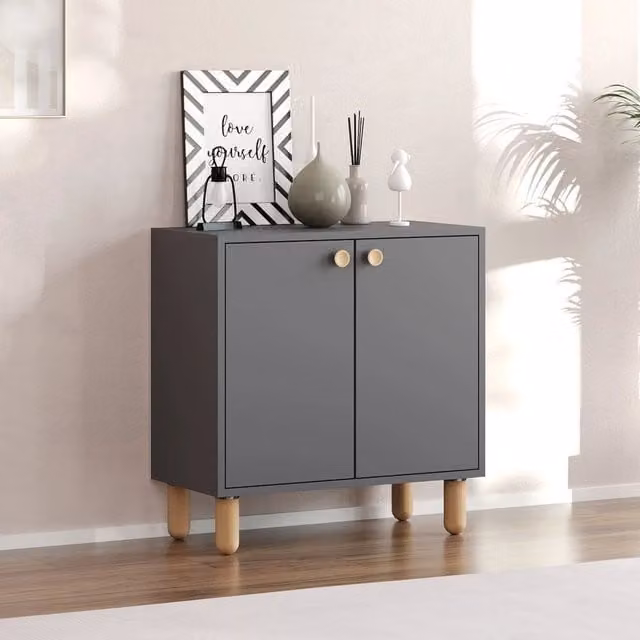Madia DMORA con un ripiano, design moderno, colore nero antracite, L: 72 cm, P: 36 cm, H: 73 cm – 1