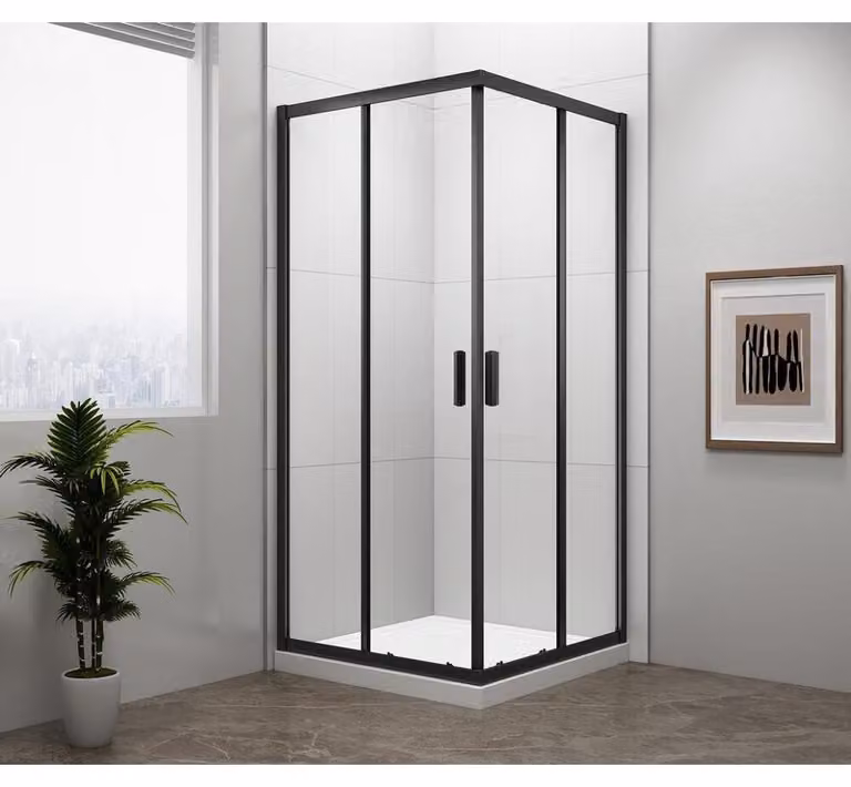 EASY BLACK cabina doccia quadrata 800x800 mm, vetro trasparente