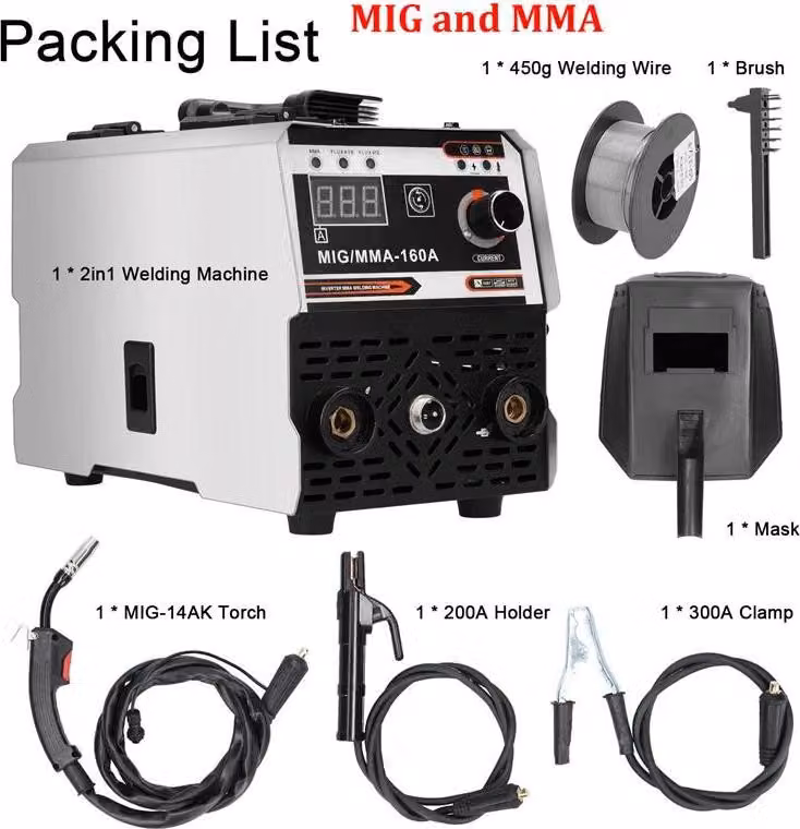 Saldatrice 2-in-1 MIG/MMA - Inverter DC IGBT - Alimentazione automatica del filo - Saldatura con e senza gas - Spina europea - Spina europea per MIG/MMA
