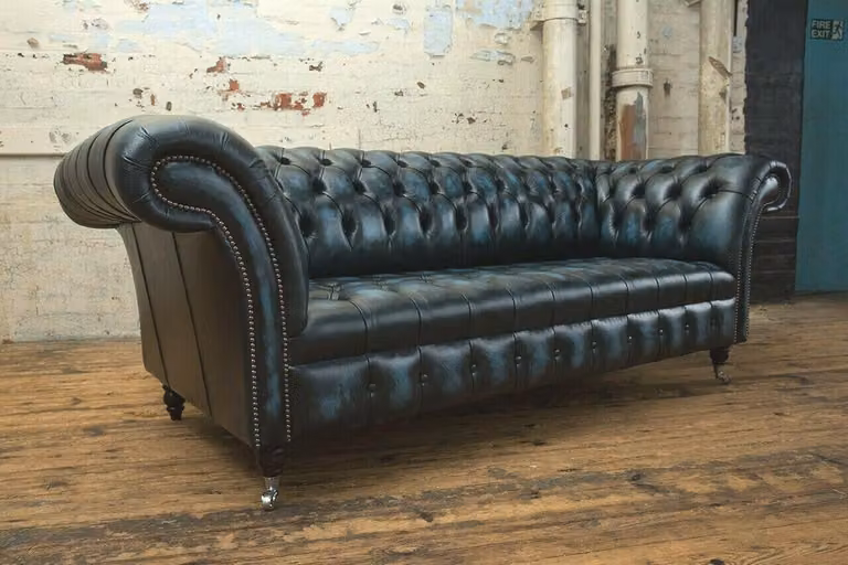 Design Chesterfield Sofagarnitur 3 Sitzer Leder Couch Polster Sofas Sofa Sitz