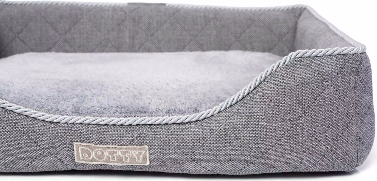 DOTTY Posto letto per cani, divano per cani, letto per gatti Letto accogliente per animali domestici, letto in peluche per cani di taglia media e grande, grigio, misura L (75 cm x 60 cm)