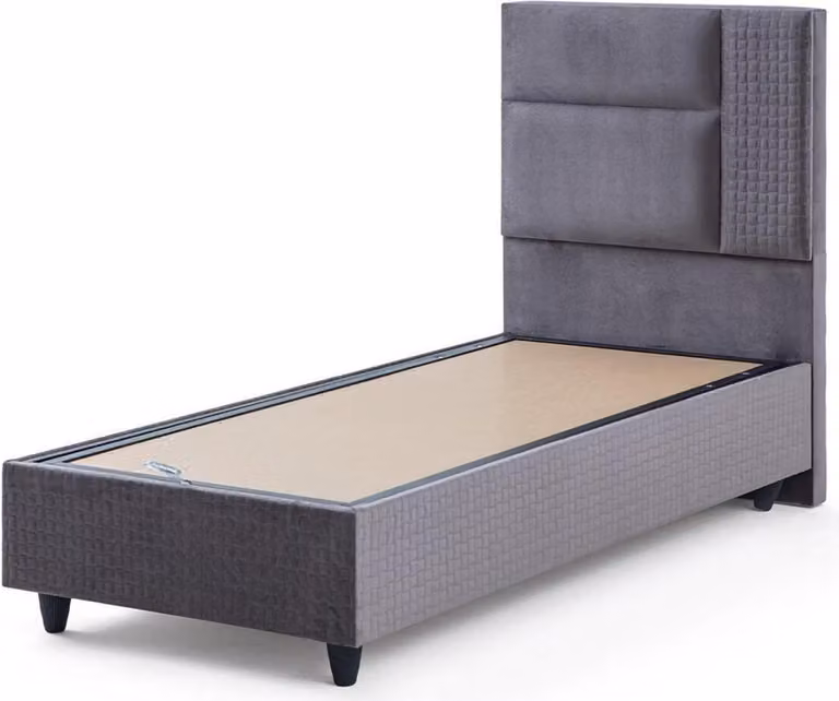 Schickes Graues Einzelbett Schlafzimmer Designer Möbel Luxuriöses Bett