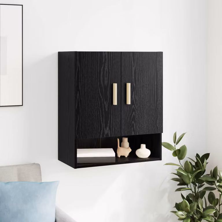 Armadietto a muro moderno vidaXL in MDF nero opaco L: 60 cm, P: 31 cm, H: 70 cm