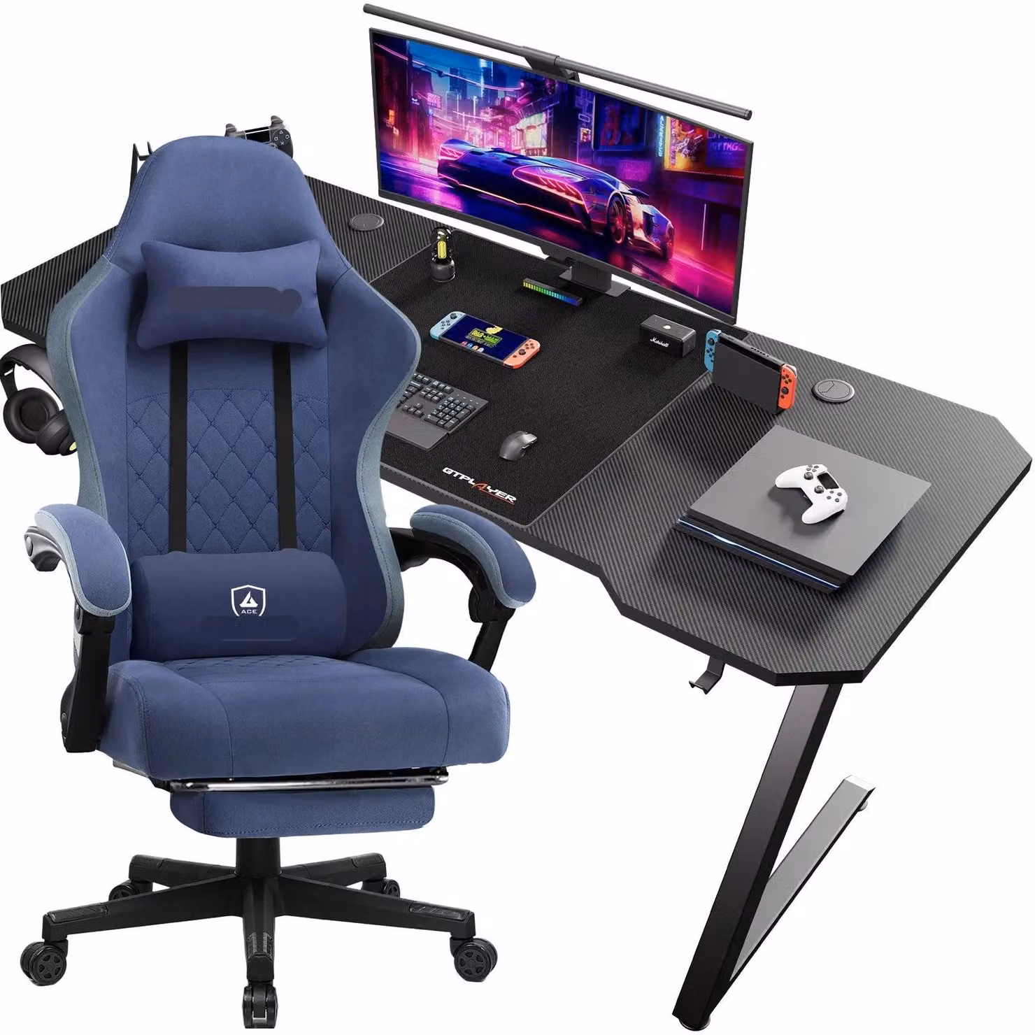 Ufficio giochi – Scrivania per videogiochi – Scrivania da gioco – Tavolo per computer – Scrivania ad angolo – Design ergonomico