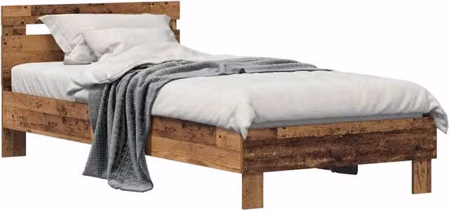 Letto singolo moderno in legno color marrone con testiera per adulti L: 100 cm, P: 203 cm, H: 70 cm