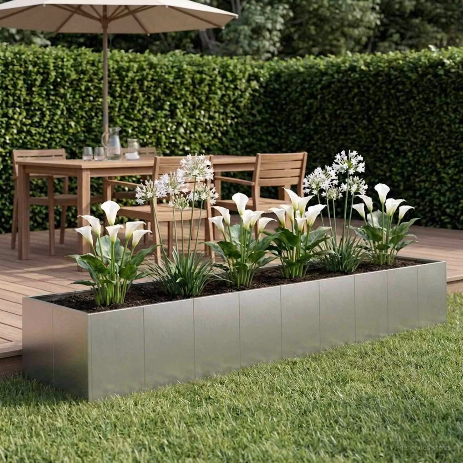 Vaso da giardino vidaXL in acciaio inox color argento L: 360 cm, P: 80 cm, H: 60 cm