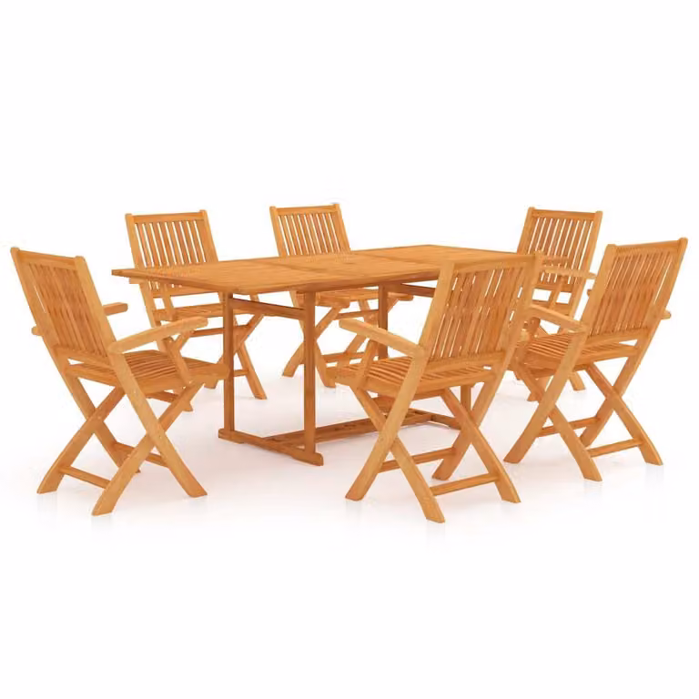 The Living Store 7 pezzi. Set da pranzo da giardino in legno massiccio teak