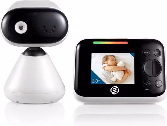 Baby Monitor Multifunzionale con Camera Audio Video, Visione Notturna, Talk a Due Vie e Display Temperatura, Bianco