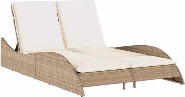 Lettino Prendisole | Sdraio da giardino | Lettino da sole con Cuscini Beige 114x205x73 cm Polyrattan