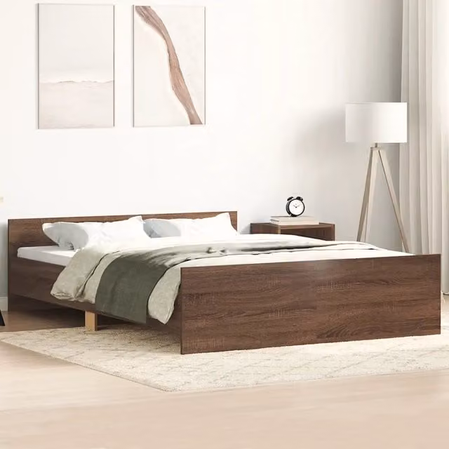 Letto con testiera e pediera vidaXL in legno di pino marrone L/P/H: 140 x 190 x 50 cm