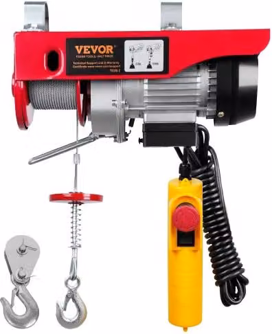 Paranco Elettrico a Leva VEVOR con Telecomando, Carico Max 250 kg, Altezza di Sollevamento 12 m, Colore Rosso